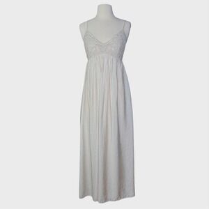 Abercrombie and Fitch Small Khaki Color Cottage Core Coastal Maxi Dress Crochet